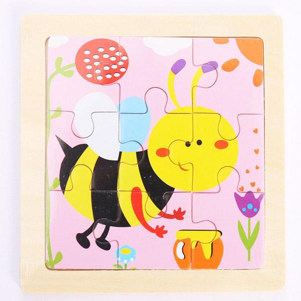 New 9 Piece Montessori Wooden Puzzle Cartoon Dinosaur Transportation Jigsaw 3d Puzzle Early Learning Educational Toys for Kids