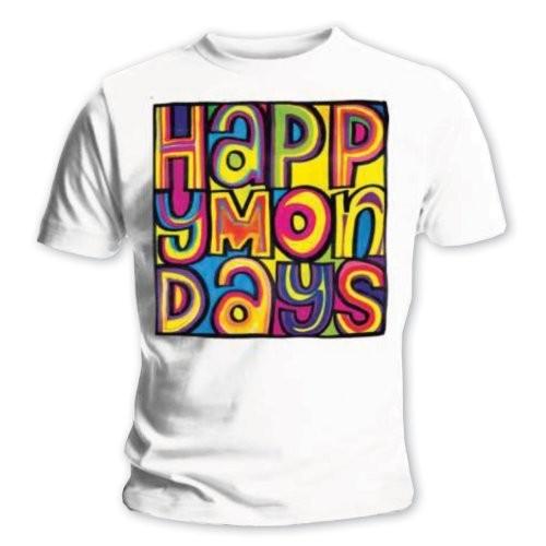 Happy Mondays Men Logo Short Sleeve T-Shirt, White, X-Large L