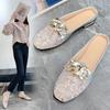 Fashion Korean Version of Bag Head Half Slippers womens 2025 Summer New Fashion Mesh Low Heels Womens Shoes Casual Beach Sandals Women