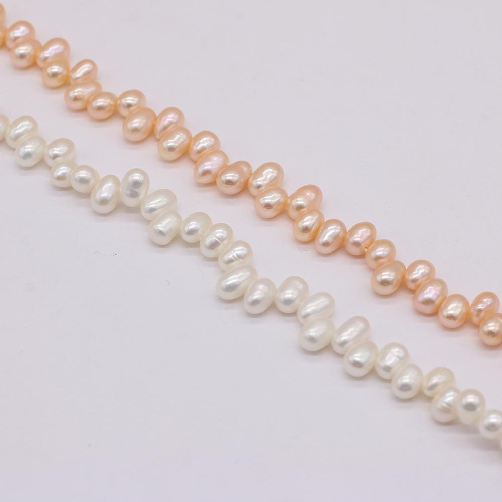 1String, Top Sided Drilled Hole Pearl 5-6mm, Fashion Women Natural Freshwater Pearl Beads for Jewelry Making DIY Crafts, Luxury Bulk Gifts 36cm
