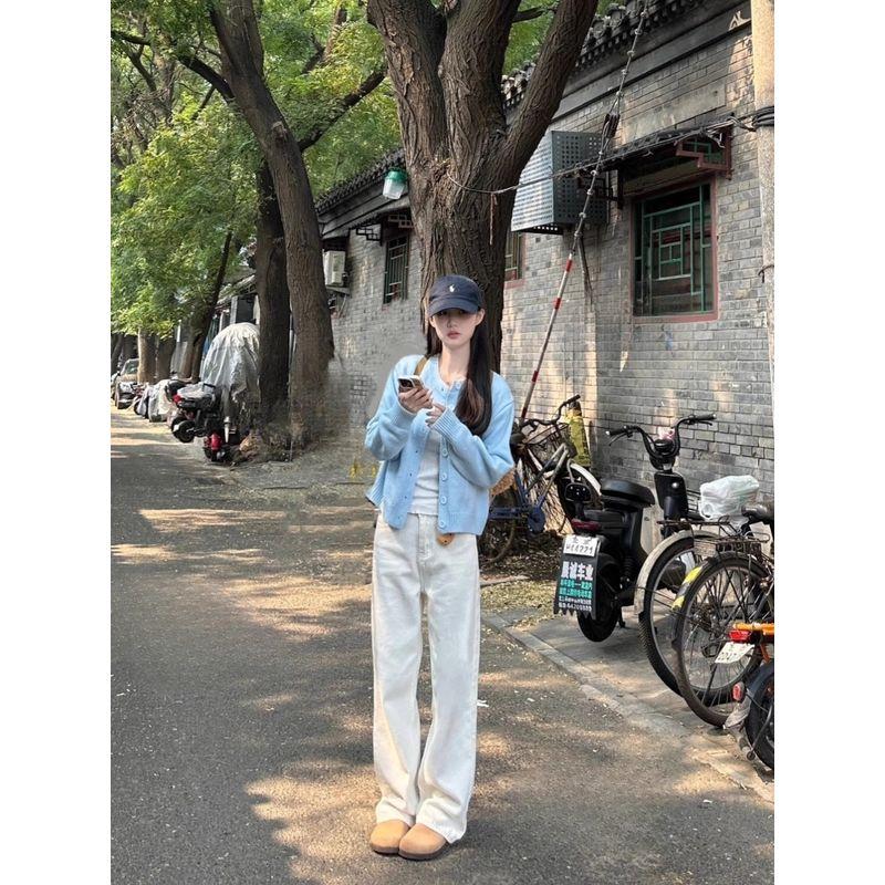 

Фантазийный молочный фуфу синий кардиган свитер ранняя весна Gentle Blue S [Recommendation 70/45.00kg]]