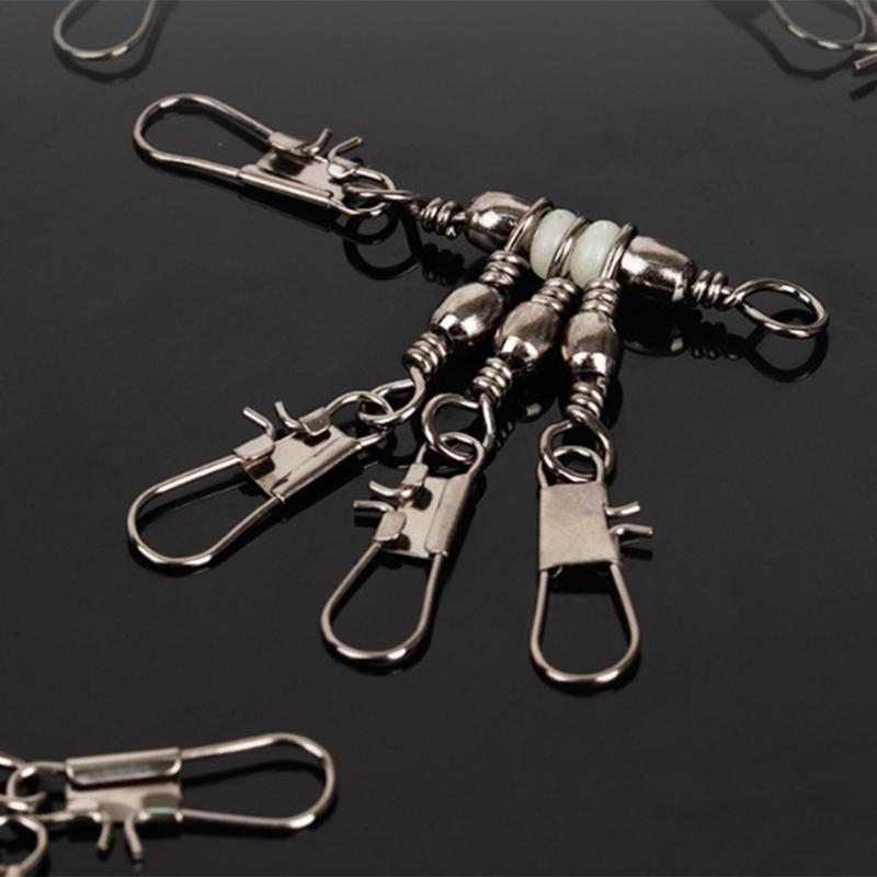 20Pcs Fishing Snap Connector 3 Way Rolling Swivels Sea Fishing Tackle Accessories Heavy Duty Fishing Lure Hook Connector
