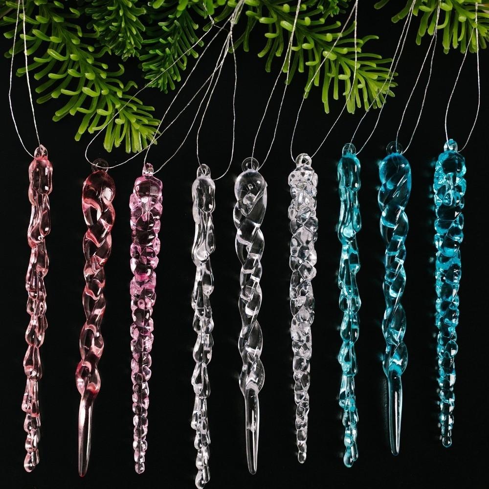 Acrylic Christmas Tree Ornaments Hanging Pendants Transparent Ice Cone Pendant Crystal Clear Creative Icicle Decorations