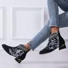 Plus Size Retro Ethnic Embroidered Chunky Heel Short Boots - Women's Fall/Winter Fashion