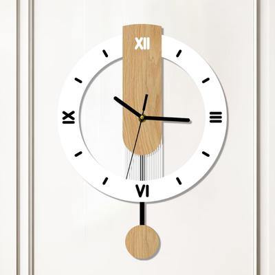 Minimalists Wood Grains Wall Clock Quiet Mechanism Acrylic Clear Roman/Arabic Number Swing Clock Home Office Decors