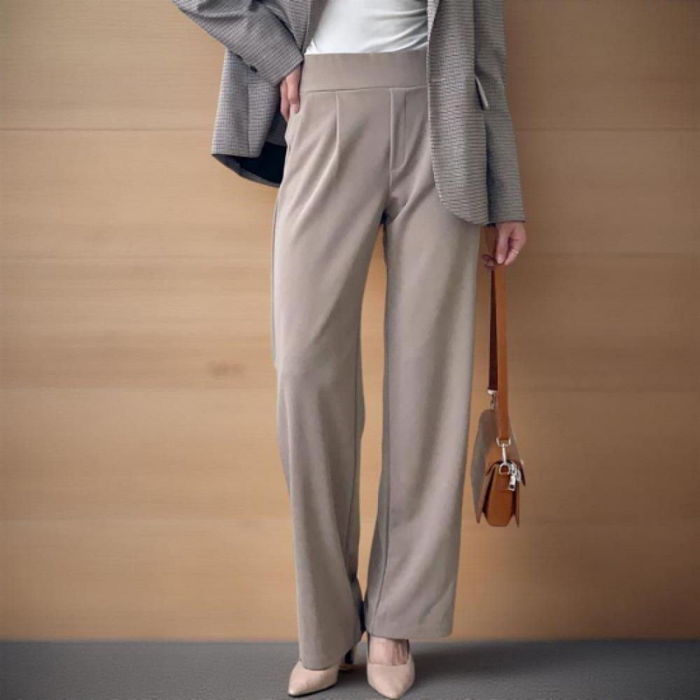 New Arrivals Open Run Women Classic Wide Pleated Semi Wide Slacks