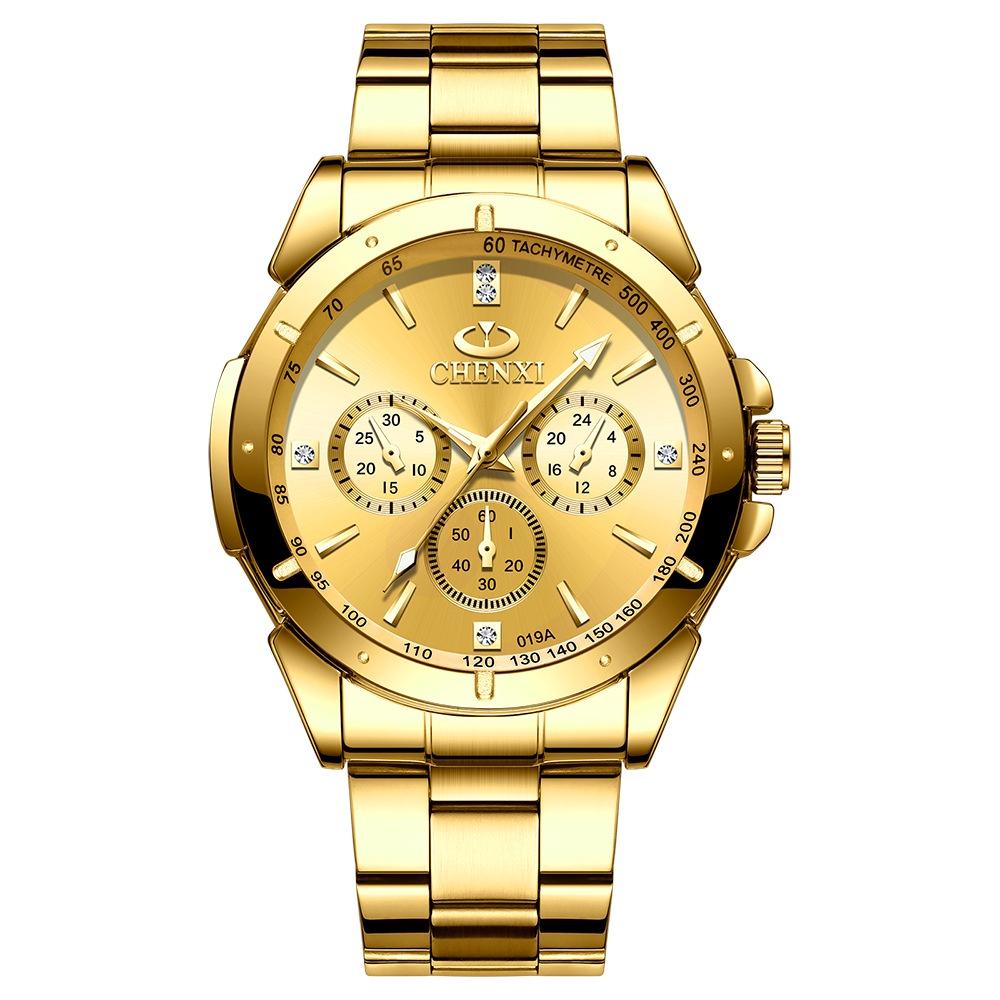 Elegant Golden Couple Watch Waterproof Steel Strap Business Quartz Watch For Couples