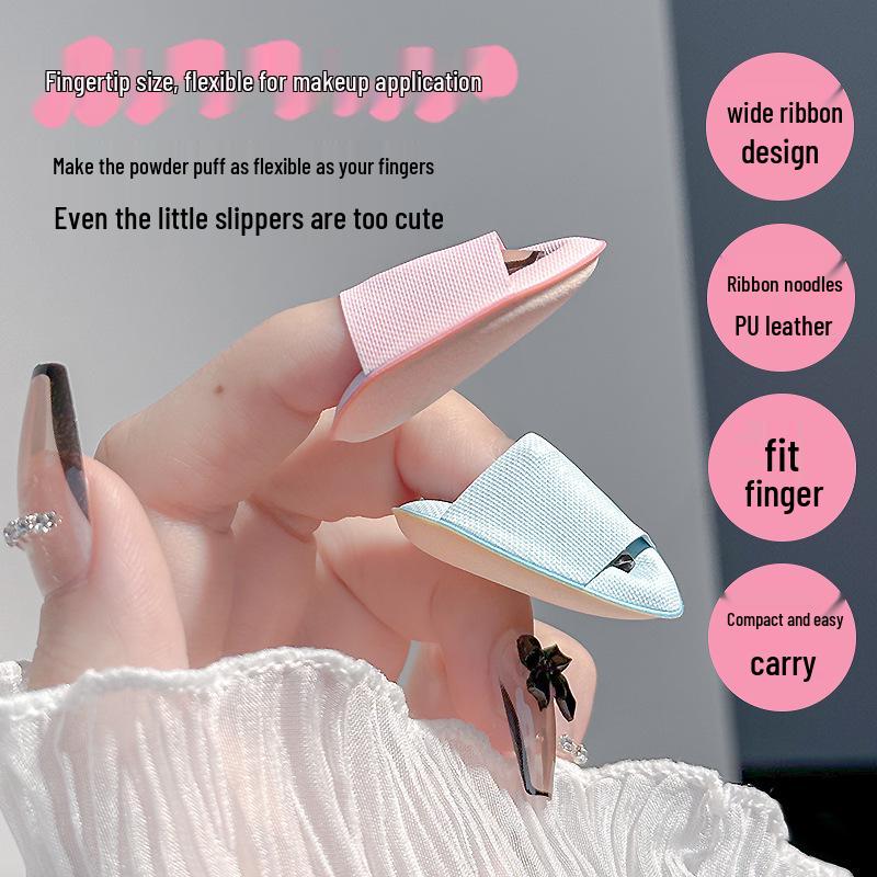 Honey Bundle Mini Finger Puff Concealer Sponge – Dual-Use Wet & Dry, Portable and Precise Setting Tool
