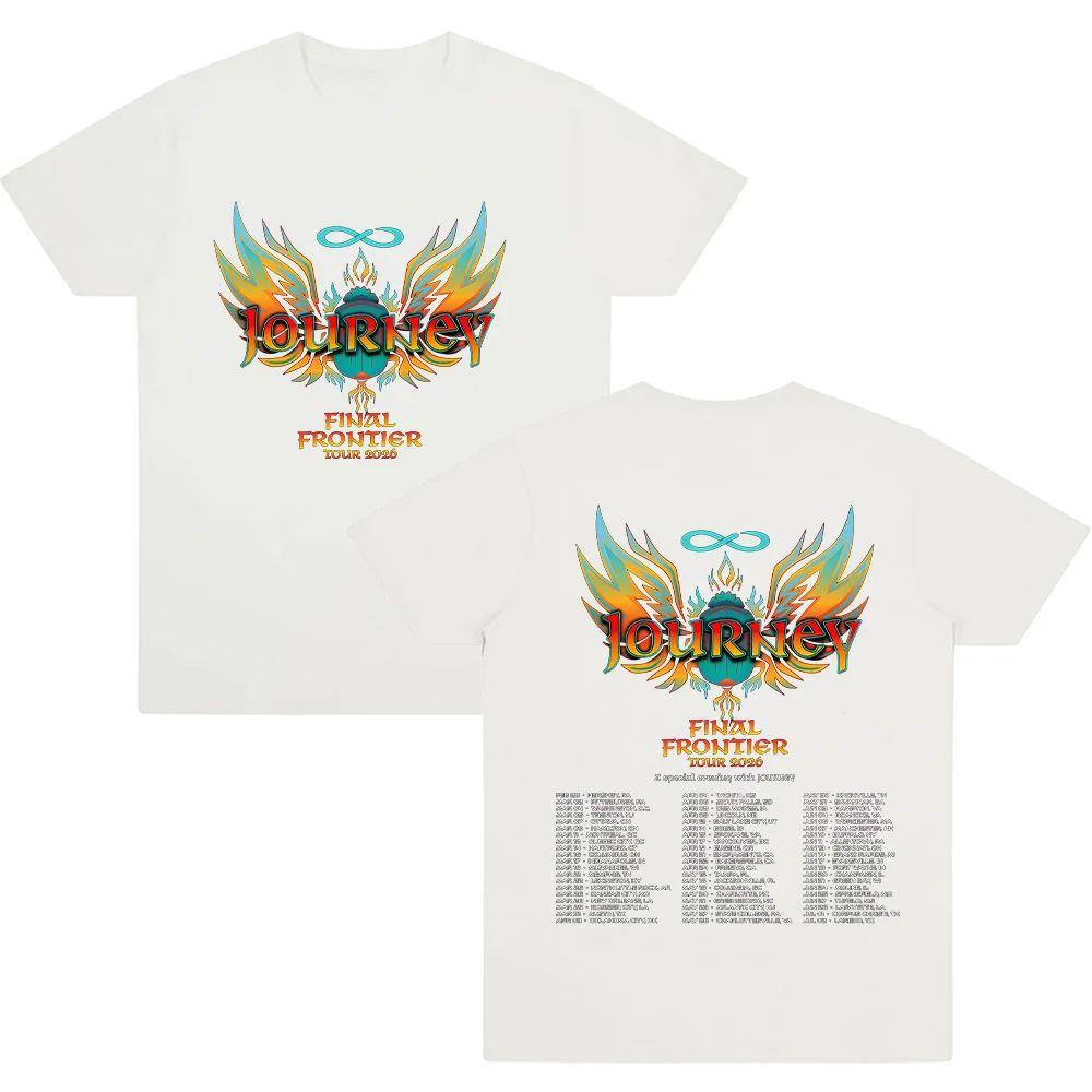 

Vintage Rock Band Graphic Clothes Final Frontier Tour 2026 Tops Journey Band Tshirt Print Cotton Tee Casual Loose Tops Unisex S