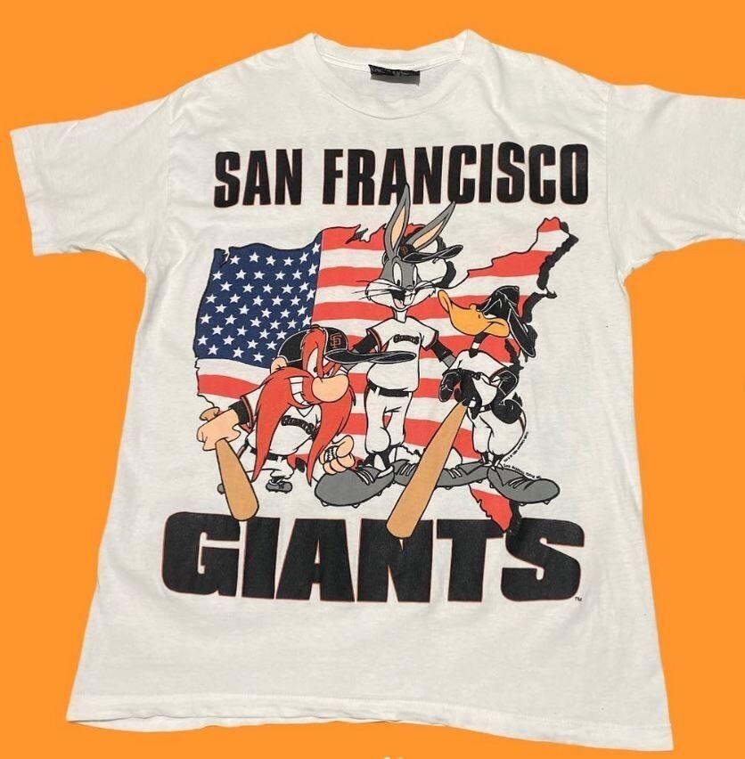 San Francisco Giants Looney Tunes 90s Remake White T-shirt basic tee HN2153 L