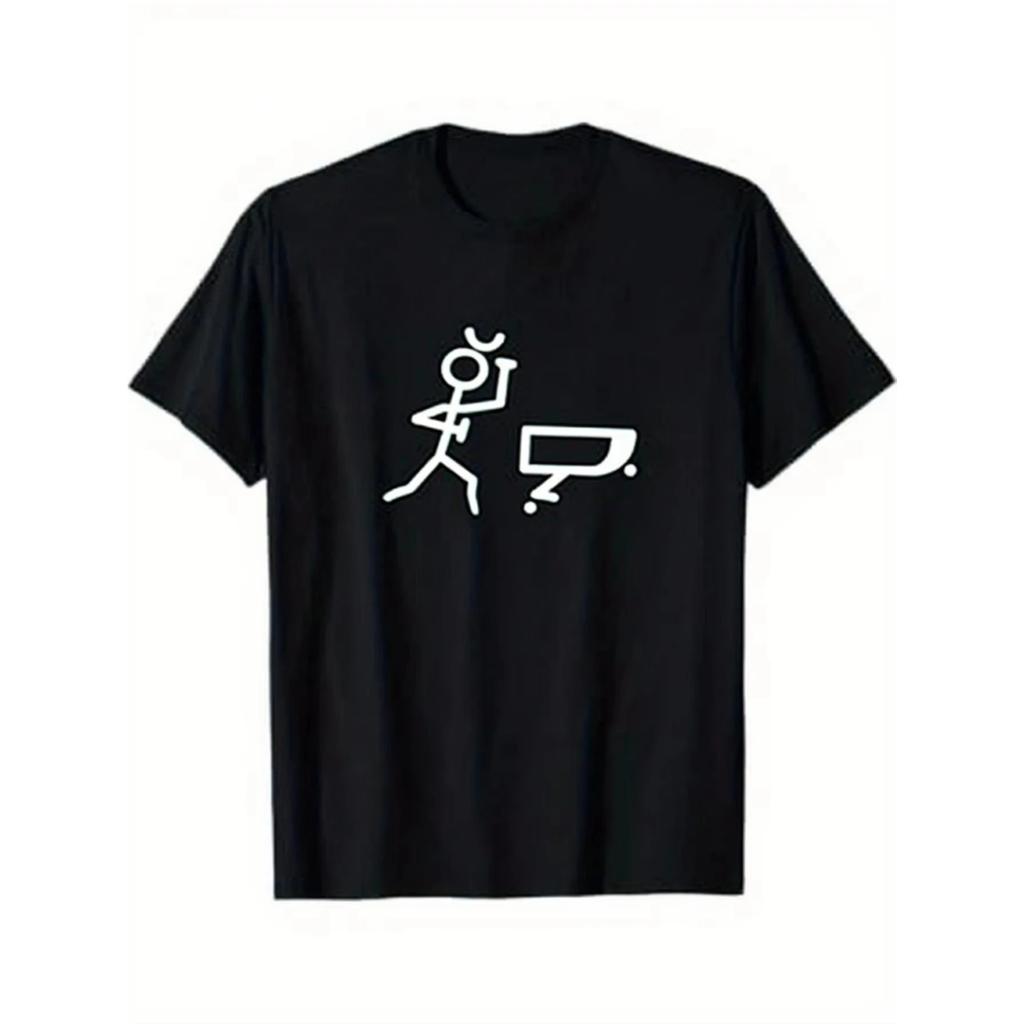 Pattern T-shirt - Minimalist Line Art Design, Featuring A Smiling Face with A Thumbs-up Gesture, Round-neck Short-sleeved