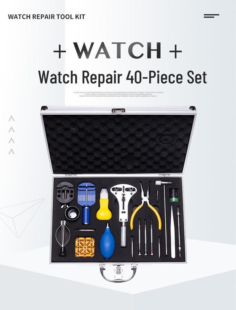 37-Piece Watch Repair Toolkit: Band Link Remover, Back Case Opener, Disassembly & Battery Replacement Tools