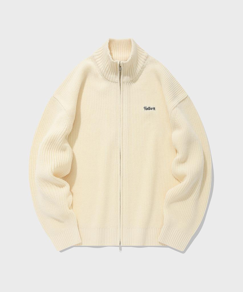 Fallett Oversized Knit Zip-Up Cardigan Ivory