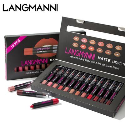 LANGMANNI 12 Handed Red Set Without Dipped Cup Matte Lipstick Red Lip Gloss