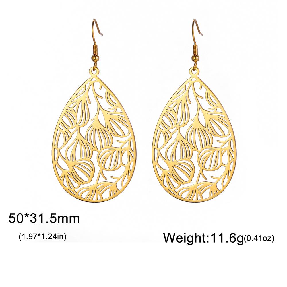 My Shape Hollow Leaves Flowers Earrings for Women Girls Stainless Steel Water Drop Earrings Geometric Fashion Jewelry Wholesale
