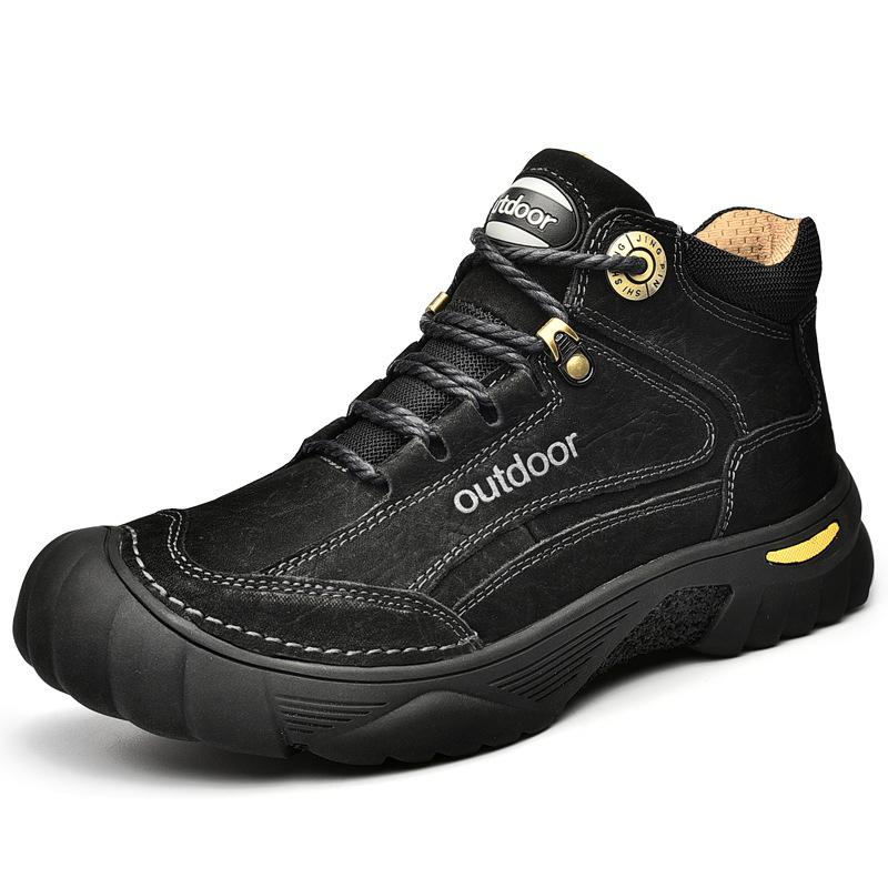 Outdoor Men's Boots Genuine Leather Casual Shoes Man Climbing Hiking Shoes Warm Winter Boots Men High Quality Platform Snow Boot