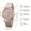 Women Leather Watch Ladies Quartz Wristwatch Round Dial Clock