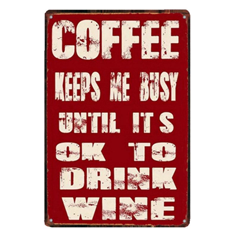 Coffee Sign Vintage Wall Decor Plaque Metal Retro Poster Decorative Coffee Plates Tin Cafe Decoration 20x30 Cm