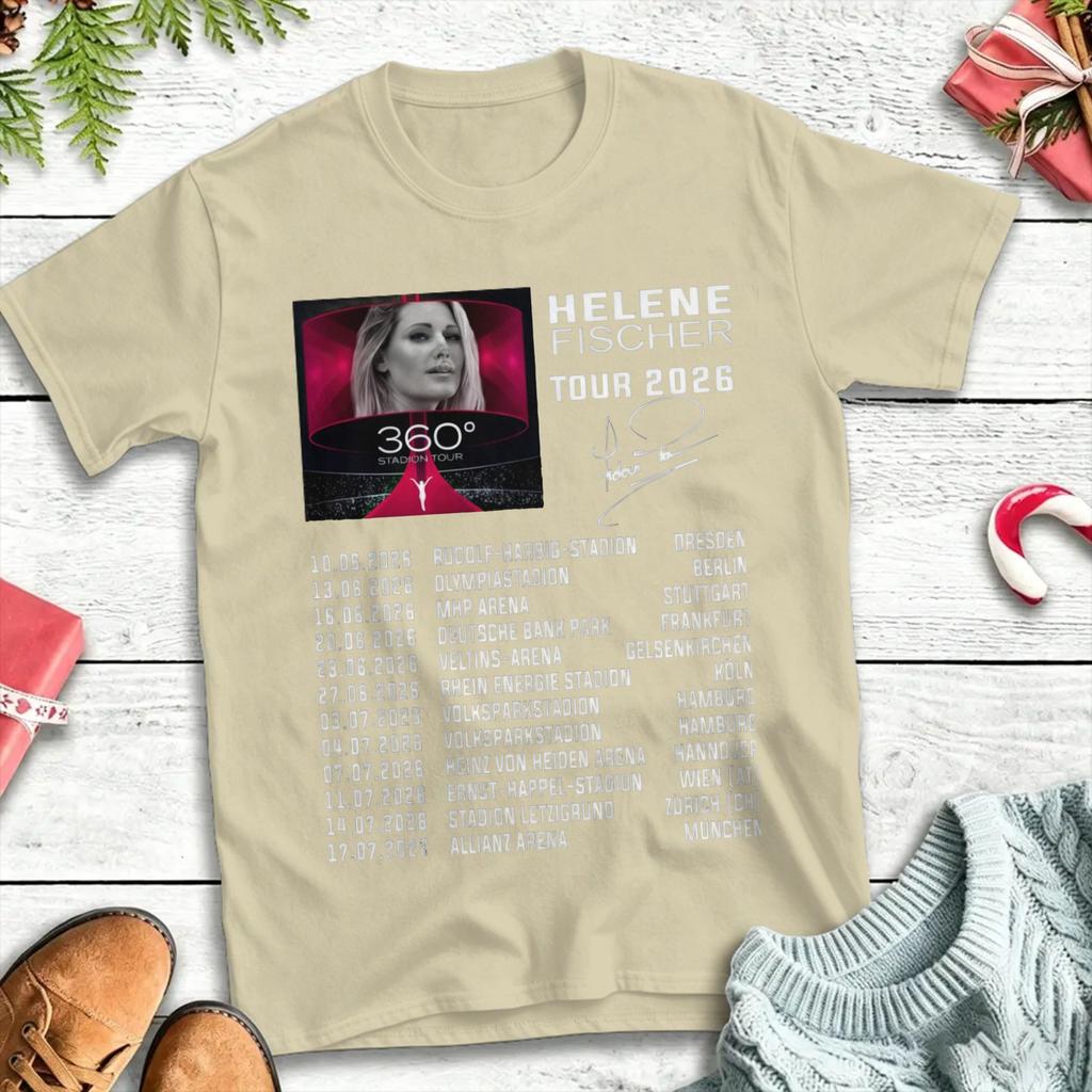 Unisex T-Shirts Helene Fischer 360° Stadiontour Freizeit Baumwolle T-Shirt Kurzarm T-Shirt Rundhals Kleidung 4XL 5XL 6XL