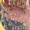 DIY Chain Color Block Teardrop Jewelry Set: Pink & Purple Hanfu Costume Bracelet & Necklace with Copper Badge Liquid Flow Design