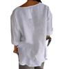 Summer Loose T-shirt Women's Fashion V-neck Cotton Linen Button Top Shirt