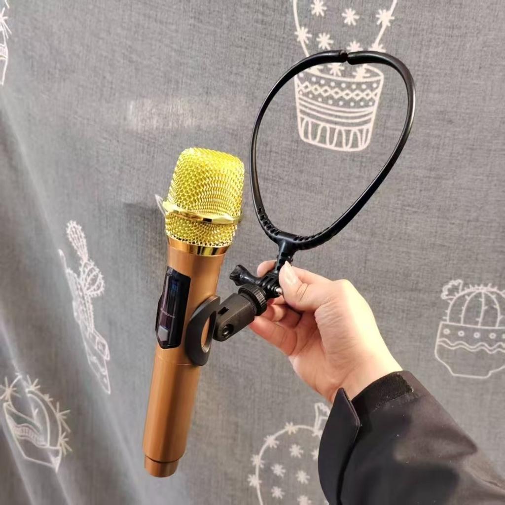 Hands-Free Neck Microphone Stand with Adjustable Clip Durable ABS Material Ergonomic Design for Stage Performers Speakers Musicians