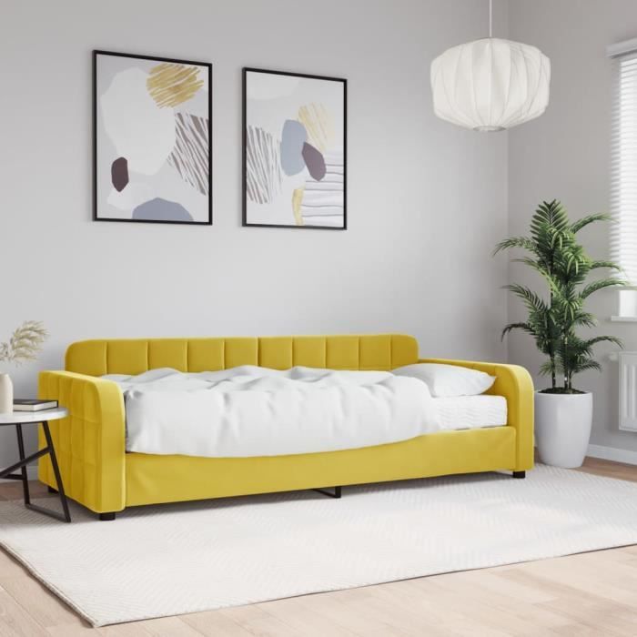 VidaXL Daybed with Mattress Yellow 80x200 Cm Velvet 3196903