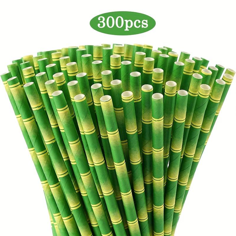 

300 шт. бамбуковых бумажных соломинок (0.23*7.75 дюйма), Биоразлагаемые Одноразовые Праздничные Соломинки для Напитков, Подходят для Сока, Молочных коктейлей, Смузи 300-Pack