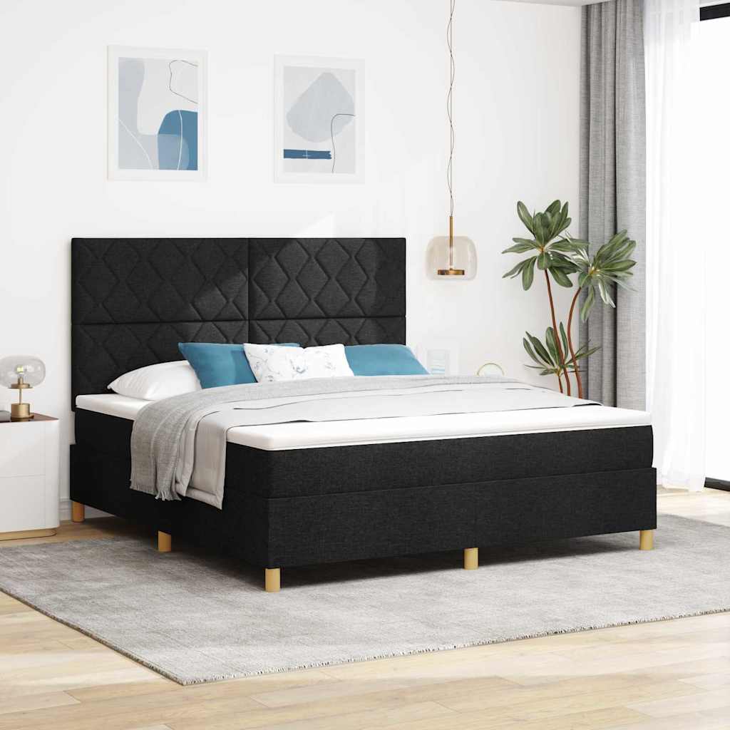 Boxspring Bed with Headboard Black 180 x 200 cm Fabric