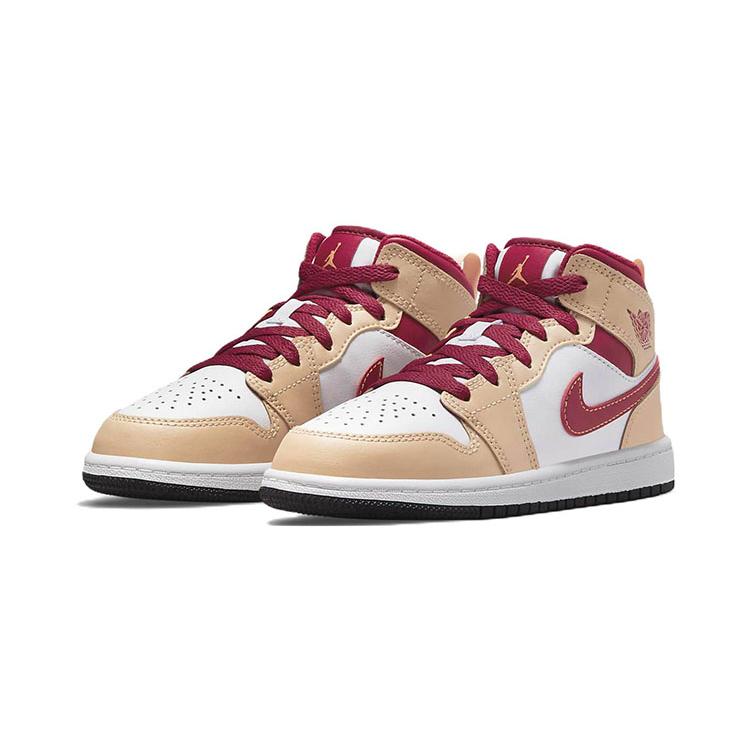 Jordan 1 Mid Light Curry Cardinal PS 640734-201