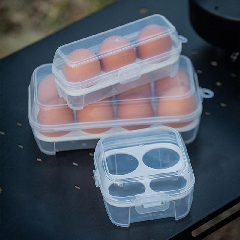 3/4/8 Grids Portable Egg Box Outdoor Transparent Egg Organizer Box For Camping Picnic Barbecue Practical Outdoor Accessories