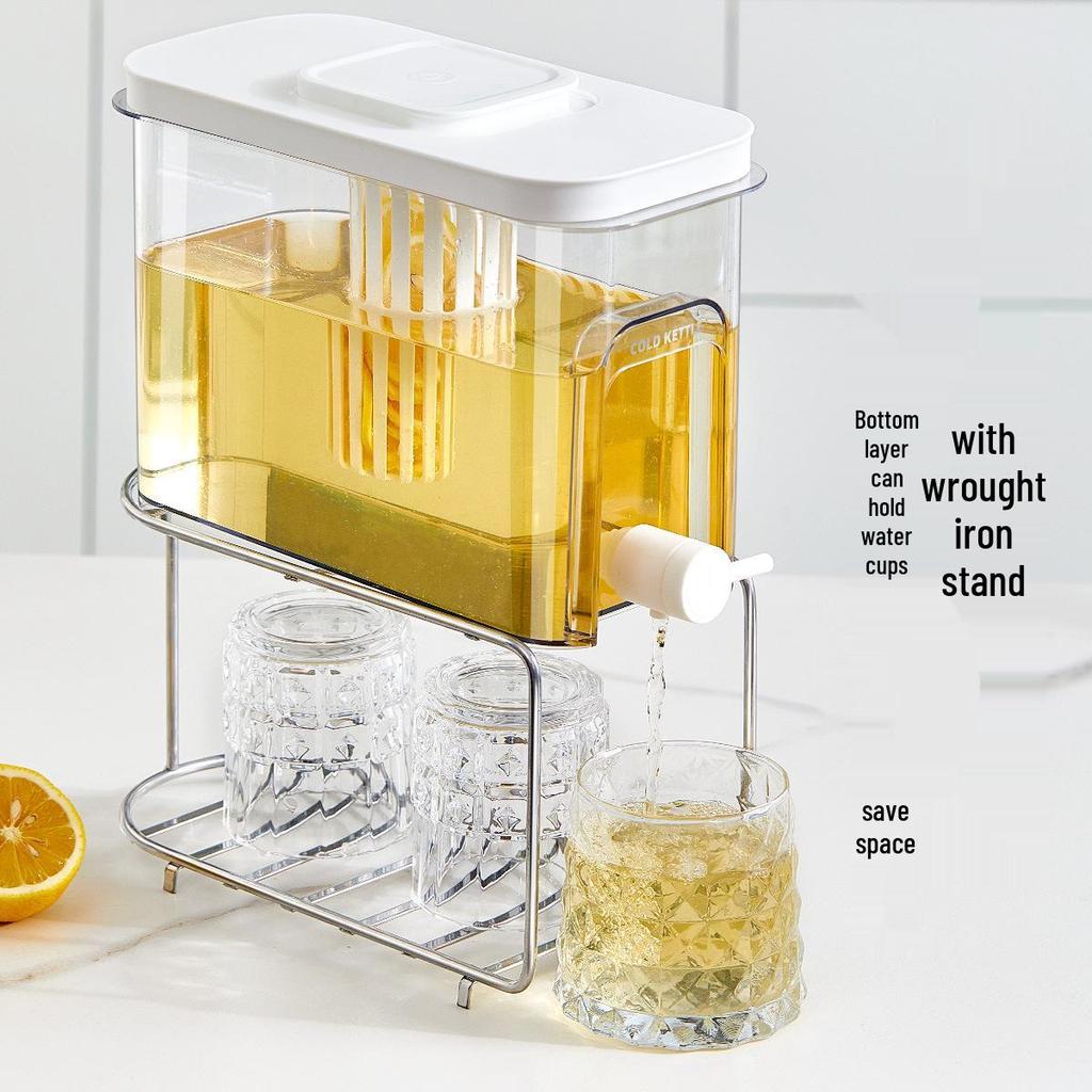 Refrigerator Cold Water Kettle with Faucet - Beverage and Fruit Juice Bucket, Ice Water and Tea Dispenser.