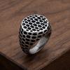 Stainless Steel Signet Ring for Men Retro Hammered Dimple Texture Finger Anillos Punk Women's Statement Band Jewelry Gifts
