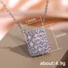 Silver Plated Baguette & Round CZ Paved Rectangle Pendant Necklace, Sparkling Full Paved Crystal Chain Necklace for Women