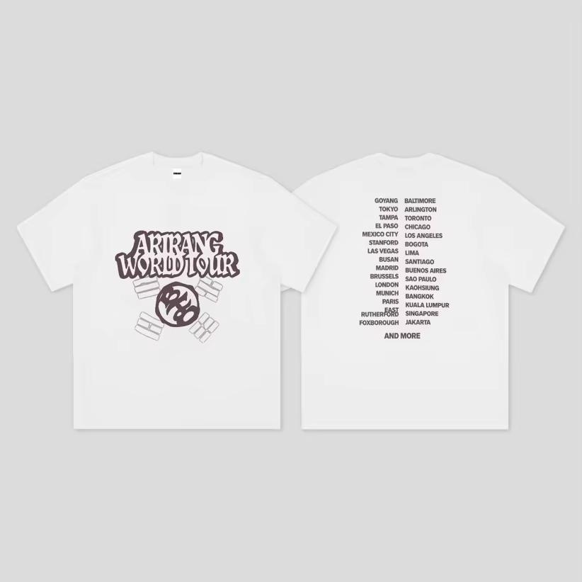 2026 Hot BTS Arirang Album World Tour Unisex Cotton T-shirt Kpop Boy Band 2026 Summer New Men's Women's Oversized Hallyu Fashion Shirt Short Sleeve