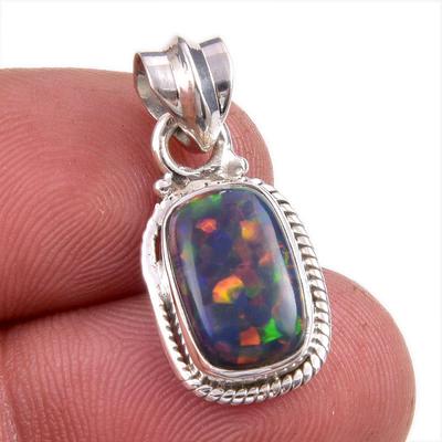 Natural Ethiopian Opal Gemstone Handmade 925 Solid Silver Pendant 1.25'' Y7b07