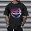 Summer Round Neck 3D Neon Graffiti Skull Graphic Print Top Fashionable Casual Short Sleeved Men's T-shirts