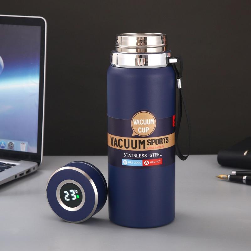 Isolierbecher aus Edelstahl mit Griff Katzenauge Sportwasserflasche Doppelschichtig Vakuum Smart Sun Pot