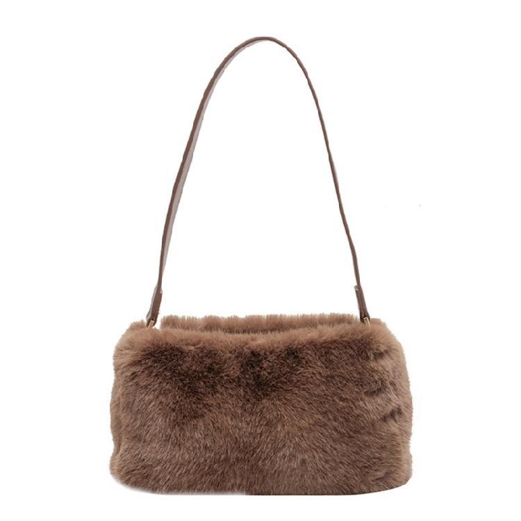 Fashionable Plush Shoulder Bag Functional Interior Suitable for Everyday Use