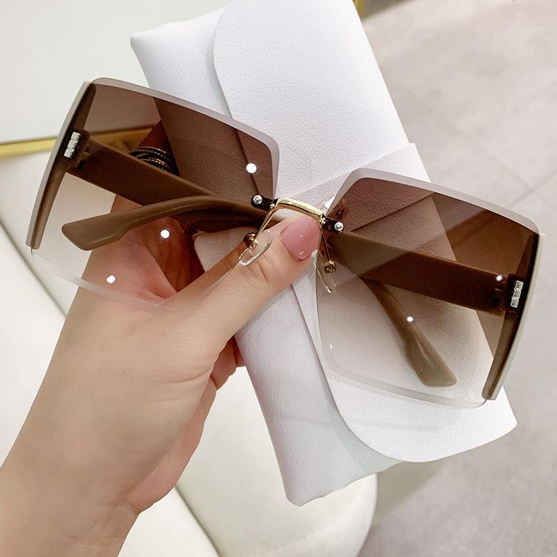 

Солнцезащитные очки квадратной формы без оправы со скошенными краями - Модные, с большой оправой, в стиле TikTok