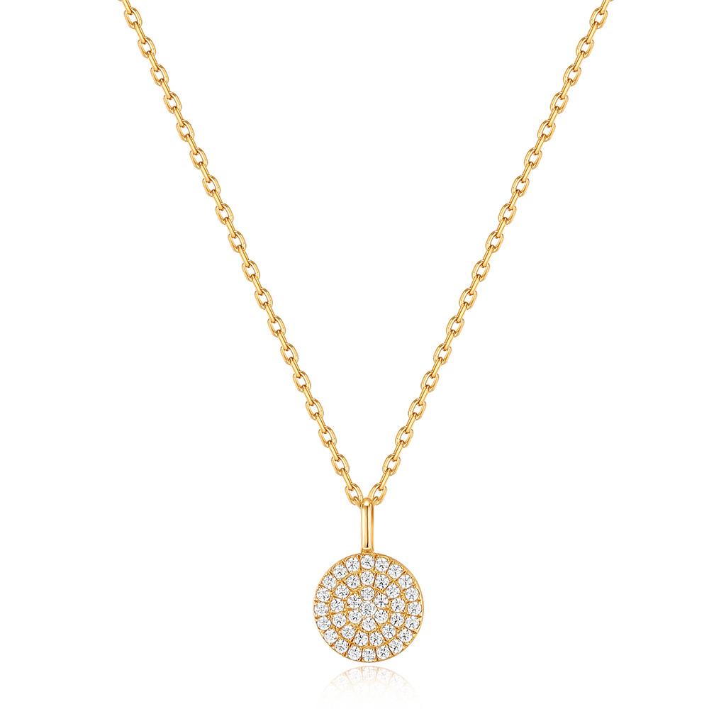 Ania Haie Glam Stone-Set Disc 925 Silver Necklace N037-03G