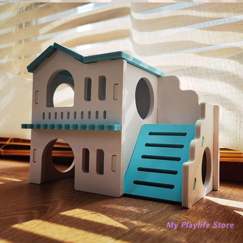 Hamster Wood House Hut Small Animal Rat Mouse Sleeping Nest Wooden Toy Habitats Decor Chinchilla Nest DIY Hideout Hut