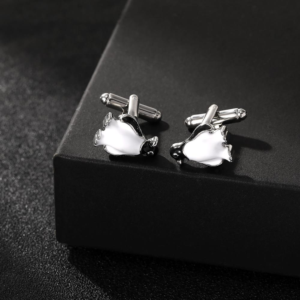 Personality Men's Penguin Cufflinks Black And White Enamel Animal Sleeve Button Accessories For Suit Shirt