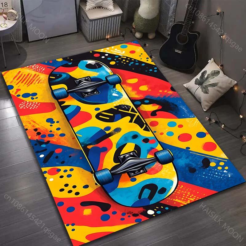 1PC Drawing Ideas Skateboard Print Carpet for Living Room Bedroom Sofa Doormat Decor Sofa Table Area Rug Non-slip Floor Mat