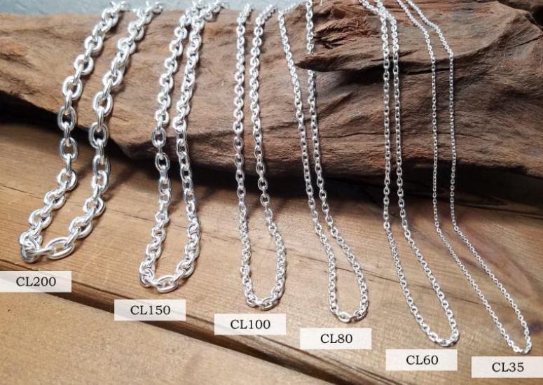 [dredline] 1.3mm60cm CL35 Figaro Chain Silver Necklace for Women and Men, Pendant Chain, Silver 925, Silver Accessory (60cm, CL35, 1.3mm width)