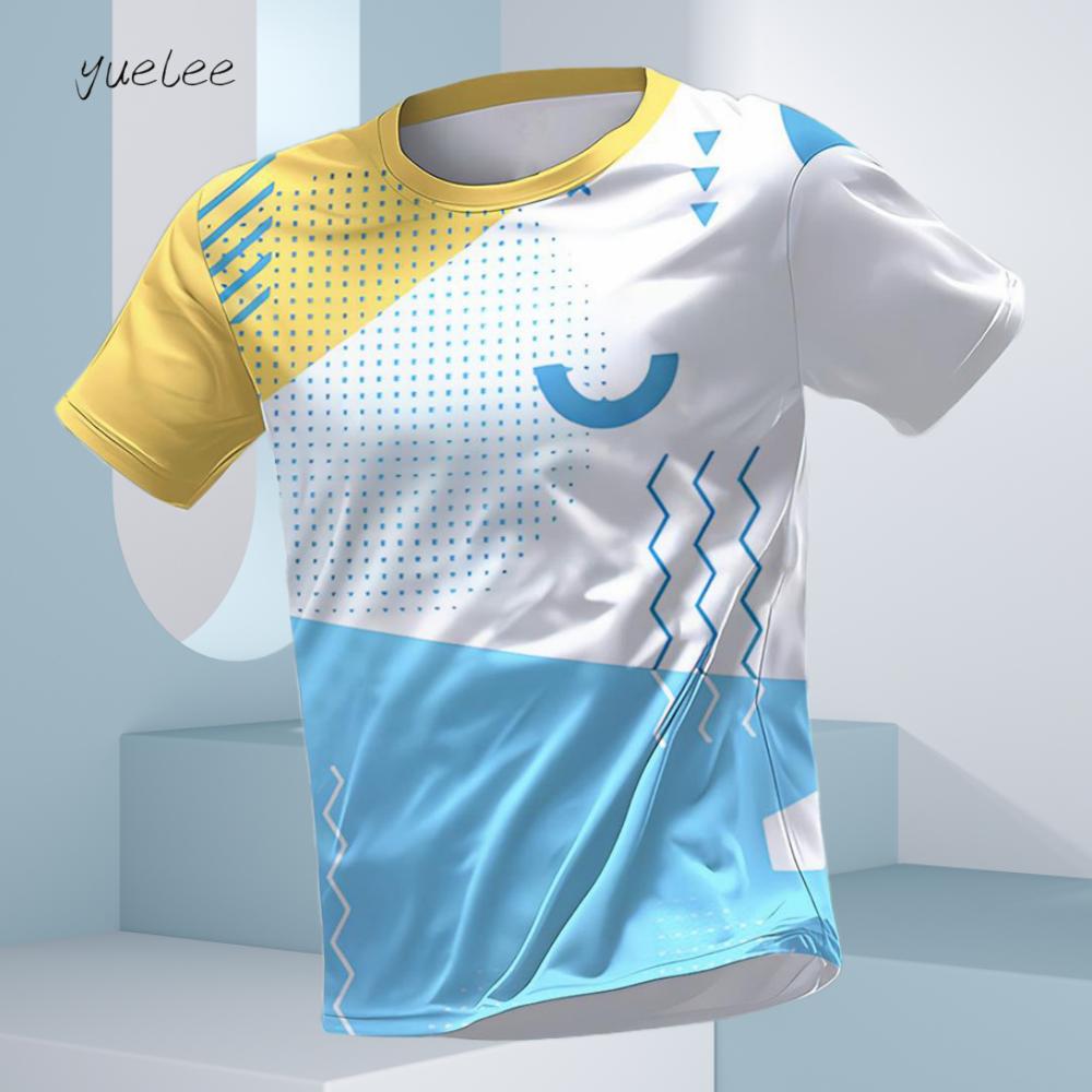 Men Fashion Colorful Stripe 3d Printed T-shirt Oversized Casual Sports Tops Soft Slightly Elastic Breathable 3D Printed Short Sleeve T-shirt