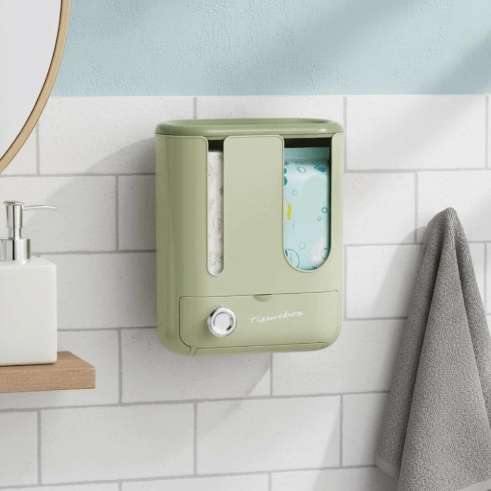 Space Saving Wall Mounted Tissue Box Plastic Garbage Bag Storage Rack Napkin Paper Case Office