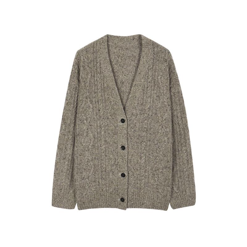 LESS 2024 Winter V-Neck Wool Blend Loose Cardigan