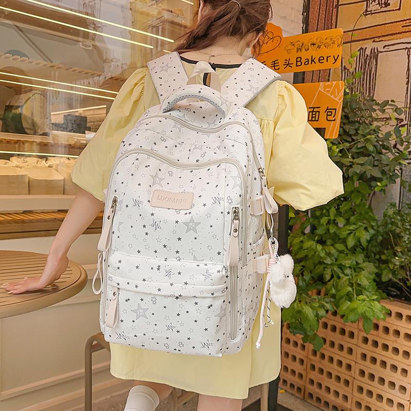 Student Schoolbag Star Printed Backpack Junior High School Student Class Backpack