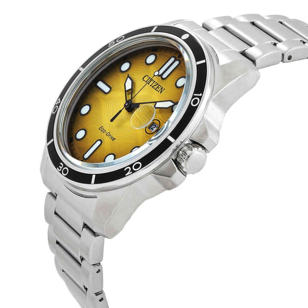 Citizen Stainless Steel Marine 1810 Yellow Dial Analog Watch Modern Eco-Drive Men's Aw1816-89X,